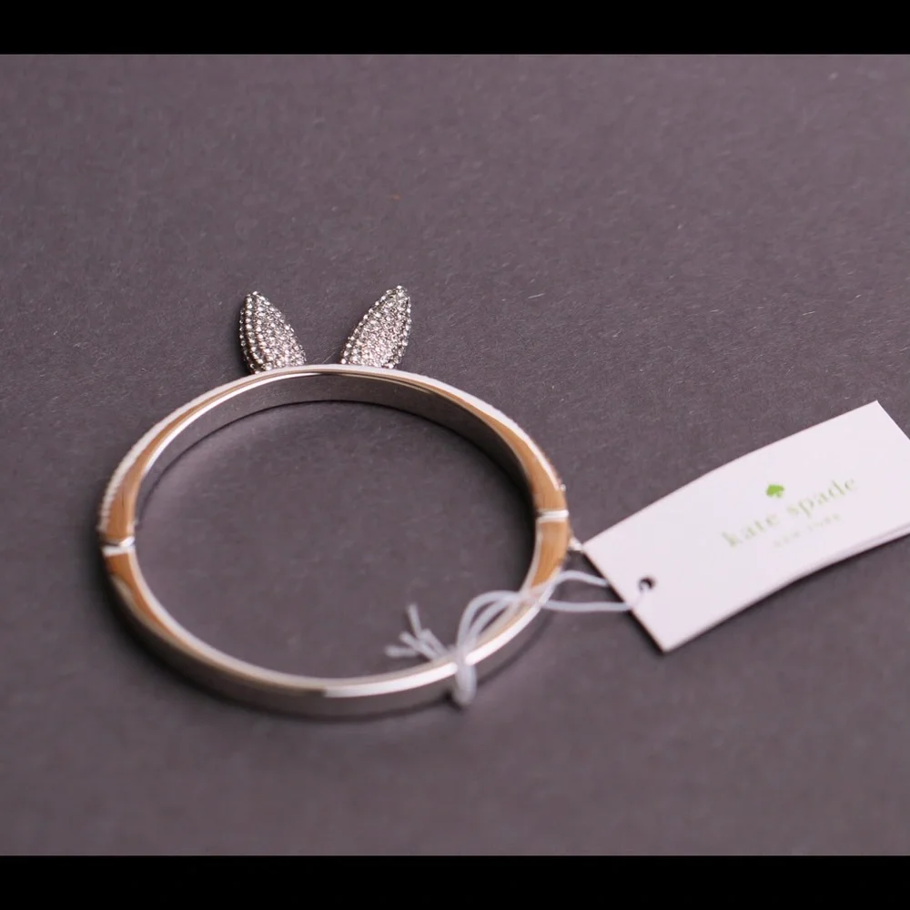 Kate Spade Make Magic Happen Rabbit Ears Hinged Bracelet NWT Rare Pave Beauty - Picture 3 of 10